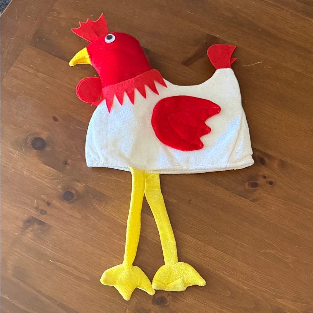 Red & White Chicken Pet Costume with Yellow Legs